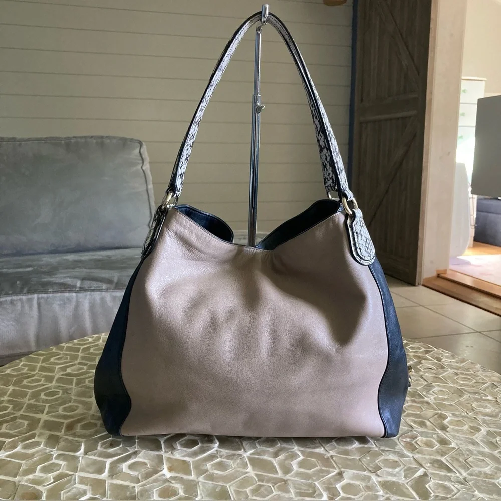 Coach Edie 31 Color-Blocked Shoulder Bag in natural/black